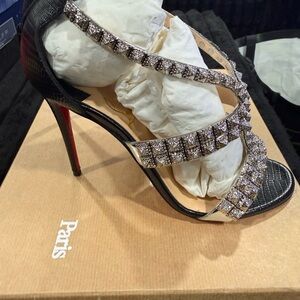 Christian Louboutin Black Heels with Glittering Straps